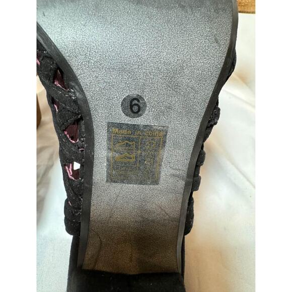 Anthropologie Farylrobin Black Caged Heels Shoes‎ size 7 - Picture 9 of 10